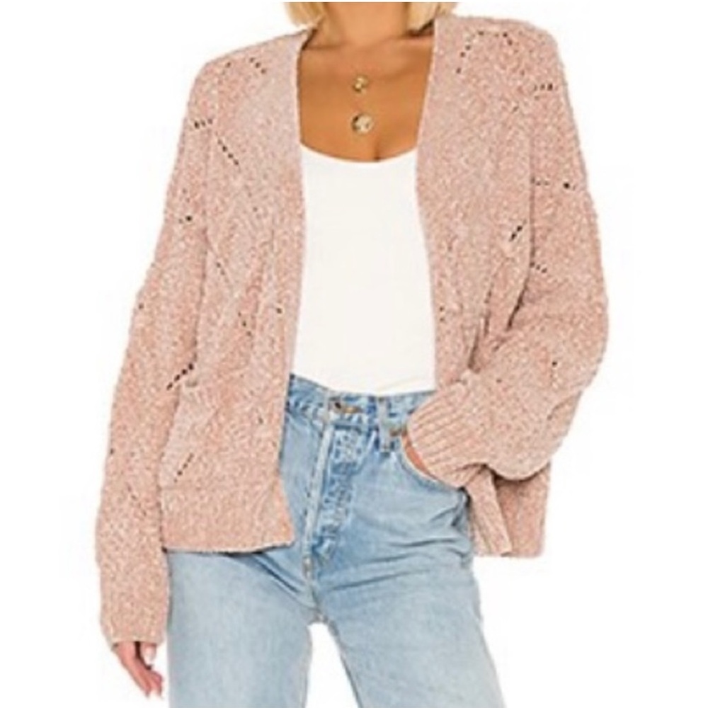 Tularosa Soft Tully Cardigan Plush Chenille Sweater - Picture 1 of 8